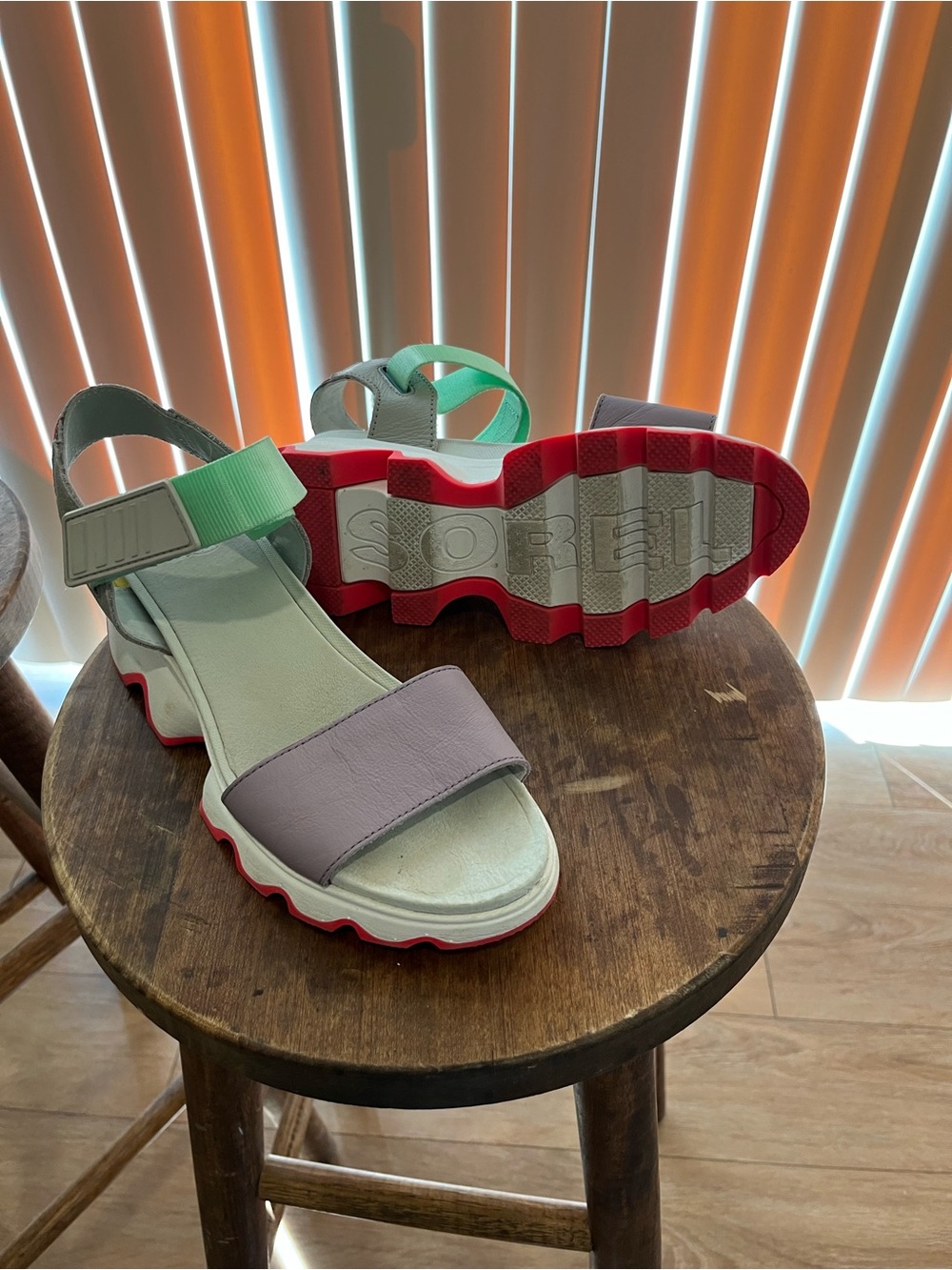 Sorel Multicolor Platform Sandal — Lavender, Mint & Red